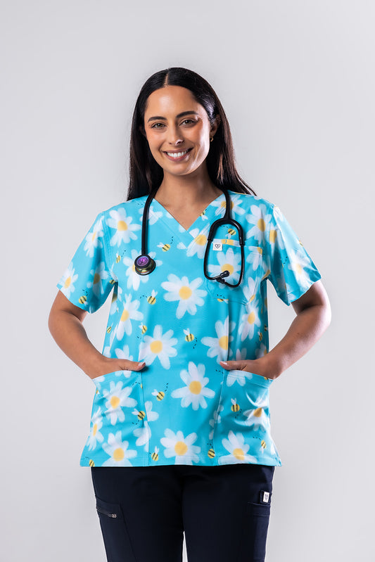 Bee & Daisy Scrub Top