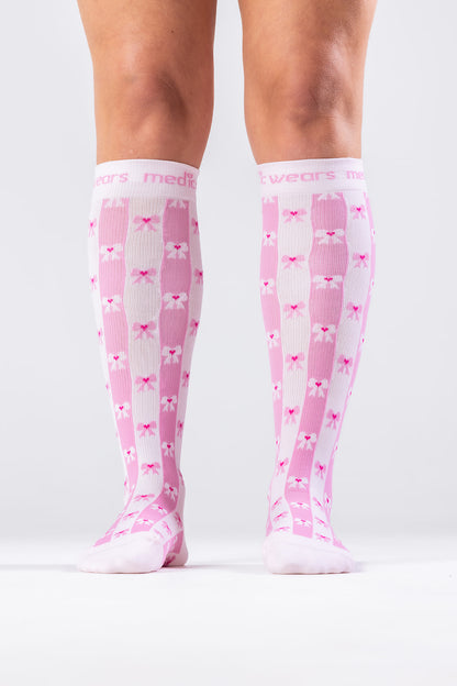Blush Ribbons Compression Socks