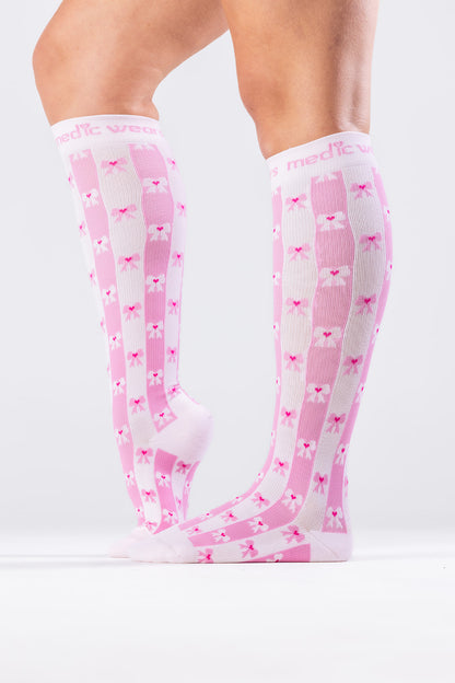 Blush Ribbons Compression Socks
