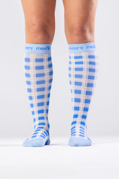 Blue Cottage Compression Socks