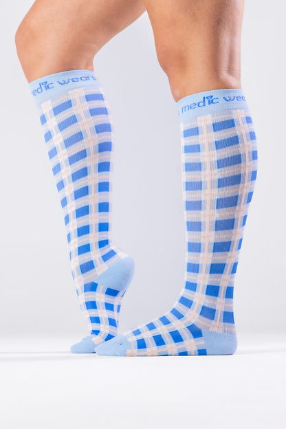 Blue Cottage Compression Socks