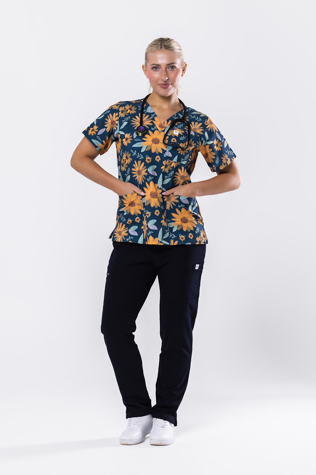 Sunflowers Scrub Top
