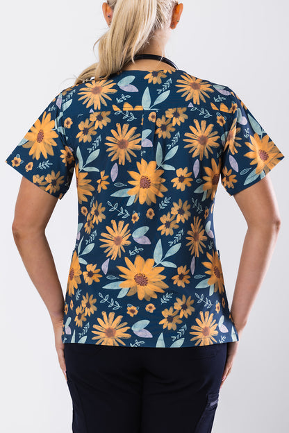 Sunflowers Scrub Top