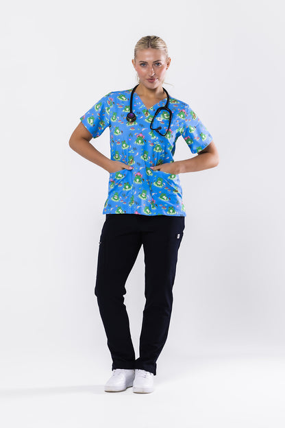 Whimsical Toad Scrub Top