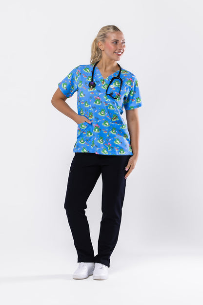 Whimsical Toad Scrub Top