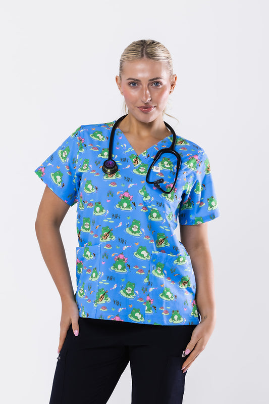 Whimsical Toad Scrub Top