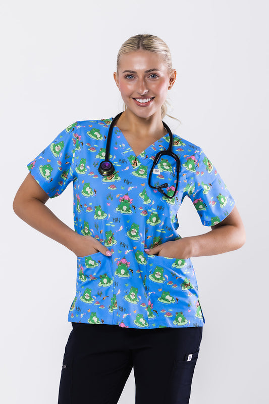 Whimsical Toad Scrub Top