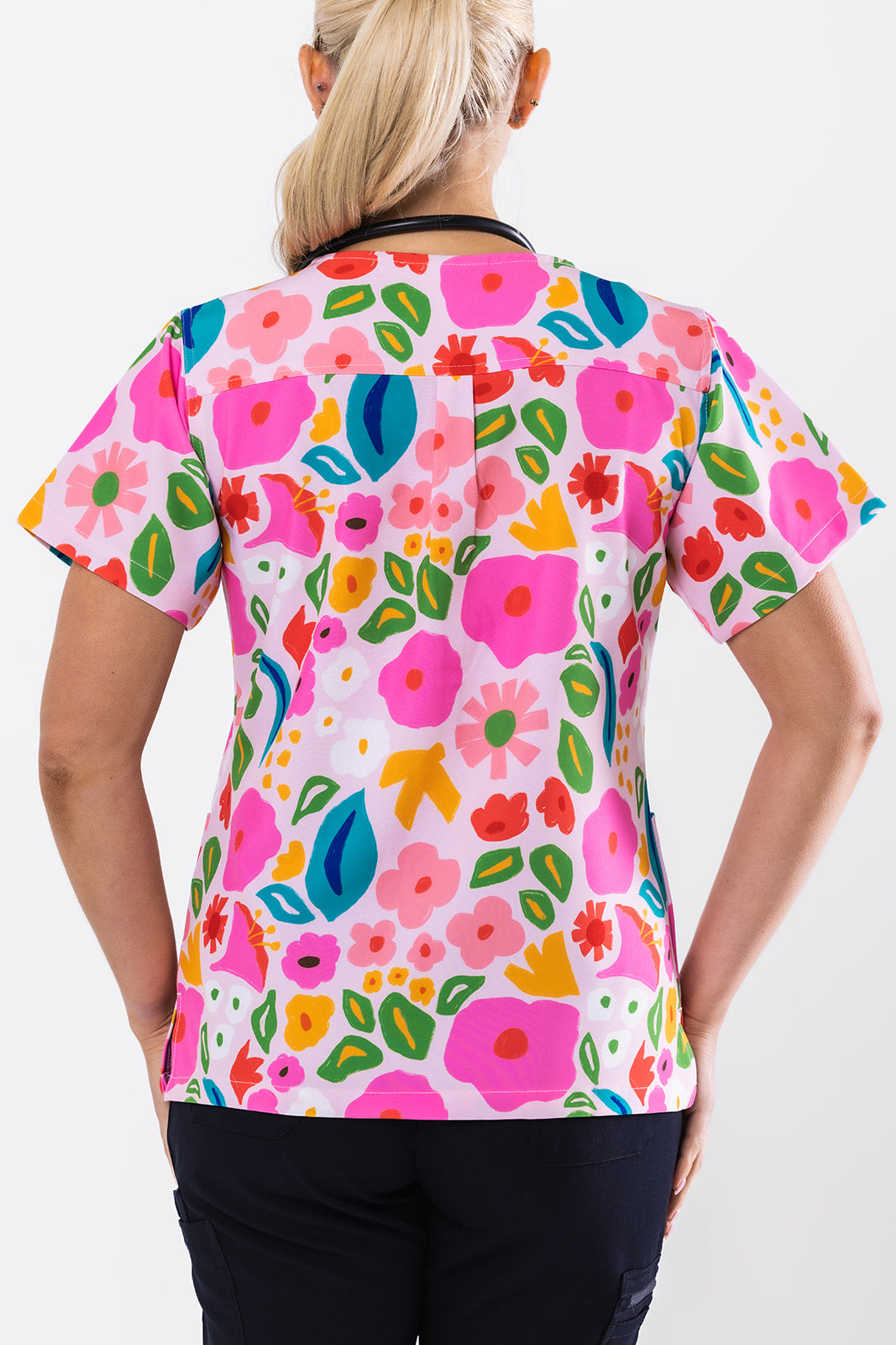 Abstract Garden Scrub Top
