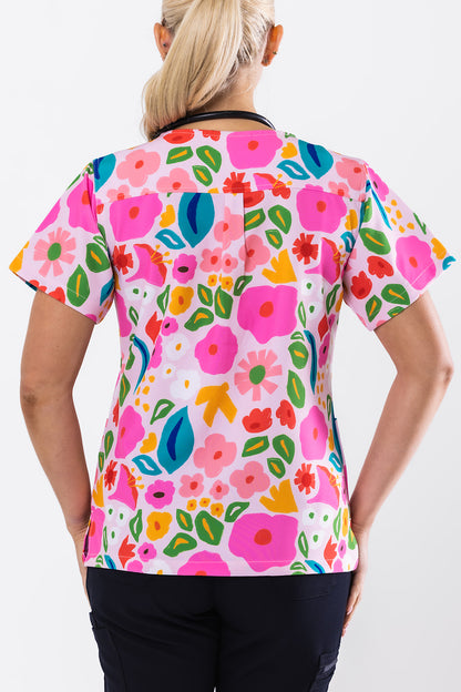 Abstract Garden Scrub Top